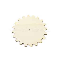 Gear Unfinish Wooden Pieces, for Crafts DIY Painting Supplies, Linen, 10x0.25cm, Hole: 3mm(WOOD-WH0025-10)