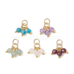 Natural Gemstone Pendants, Round Charm, with Brass Ball Head Pins, Golden, 8.5x4.5mm, Jump Ring: 5x1mm, Inner Diameter: 3.5mm(PALLOY-JF05141-02)