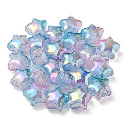 UV Plating Transparent Crackle Acrylic Beads, Gradient Color, Star, Medium Purple, 20x21.5x13mm, Hole: 3mm(OACR-P010-09C)
