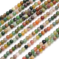 Natural Indian Agate Round Beads Strands, 3mm, Hole: 0.6~0.8mm, about 126pcs/strand, 15.5 inch(G-N0166-23-3mm)