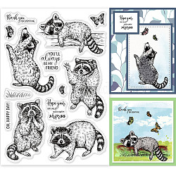 PVC Plastic Stamps, for DIY Scrapbooking, Photo Album Decorative, Cards Making, Stamp Sheets, Film Frame, Raccoon Pattern, 16x11x0.3cm(DIY-WH0167-57-0185)