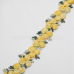 Flower Polyester Trim Ribbon, for Curtain Lace Trimmings, Gold, 3/4 inch(20mm)(X-OCOR-WH0057-18B)