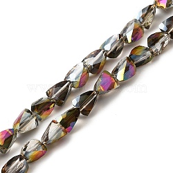 Electroplate Glass Beads Strands, Faceted, Zongzi, Purple Plated, 7x5.5~6x5.5~6mm, Hole: 1.2mm, about 79~80pcs/strand, 22.60''(57.4cm)(EGLA-I017-02-HP03)
