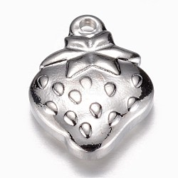 Tarnish Resistant 201 Stainless Steel Charms, Strawberry, Stainless Steel Color, 15x11x3mm, Hole: 1mm(STAS-G073-29P)