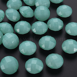 Imitation Jelly Acrylic Beads, Faceted, Flat Round, Medium Aquamarine, 18.5x12.5mm, Hole: 1.5mm, about 220pcs/500g(MACR-S373-94-E02)