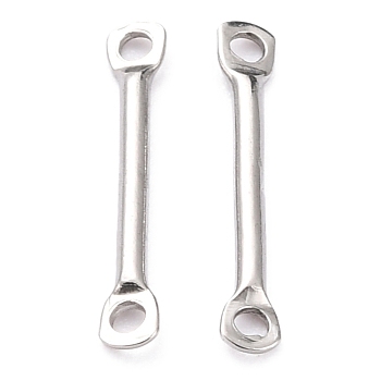 201 Stainless Steel Links Connectors, Bar Links, Stainless Steel Color, 15x1.3x1mm, Hole: 1.2mm