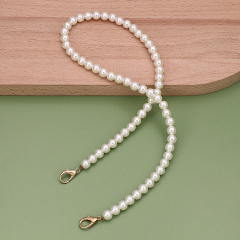 Plastic Imitation Pearl Beaded Bag Straps, with Lobster Claw Clasps, for Purse Handle Replacement, Snow, 60cm