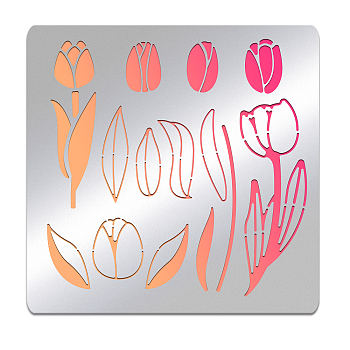 Stainless Steel Cutting Dies Stencils, for DIY Scrapbooking/Photo Album, Decorative Embossing DIY Paper Card, Flower Pattern, 156x156mm