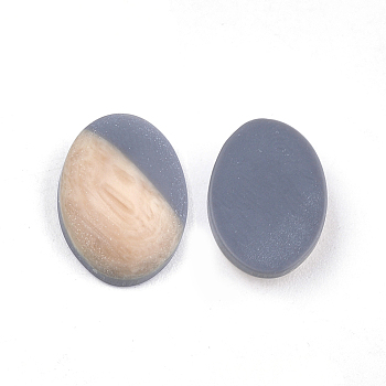 Resin Cabochons, Imitation Wood Grain, Oval, Slate Gray, 14x10x4.5mm