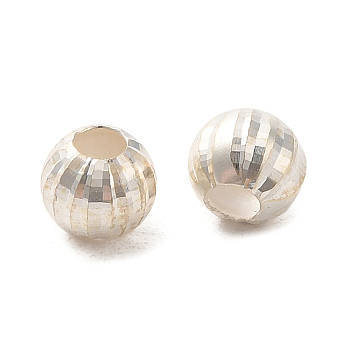 925 Sterling Silver Corrugated Round Spacer Beads, Silver, 5x4mm, Hole: 2.5mm