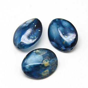 Spray Painted Acrylic Beads, Marine Blue, 23x18x8mm, Hole: 1.5mm, about 293pcs/500g