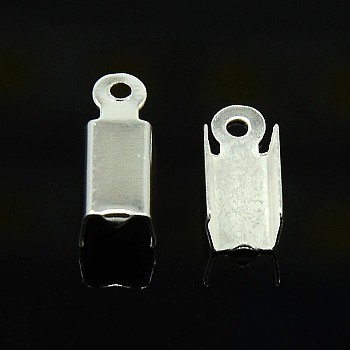 Iron Cord Ends, Silver, 13x5x4mm, Hole: 1.5mm
