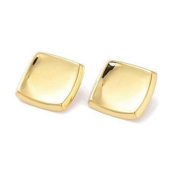 304 Stainless Steel Stud Earring, Square, Golden, 28x28mm