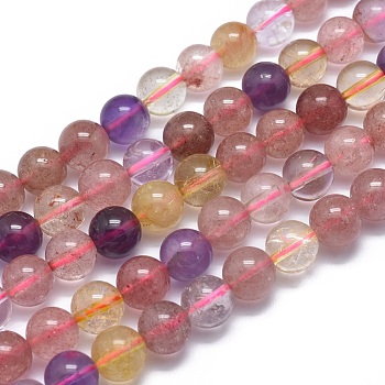 Natural Mixed Quartz Beads Strands, Round, 8mm, Hole: 1mm, about 49pcs/strand, 15.7 inch(40cm)