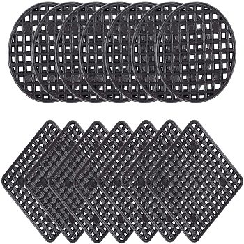 Plastic Flower Pot Hole Mesh Pads, Bottom Grid Mat, for Outdoor Potted, Square & Flat Round, Black, Square: 55.5x55.5x1.5mm, 30pcs/set, Flat Round: 45x1.5mm, 150pcs/set
