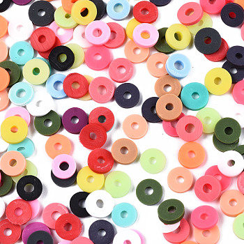 Handmade Polymer Clay Beads, for DIY Jewelry Crafts Supplies, Disc/Flat Round, Heishi Beads, Mixed Color, 6x1mm, Hole: 2mm, about 1175pcs/50g