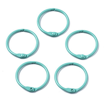 Spray Painted Iron Split Key Rings, Ring, Turquoise, 30x4mm