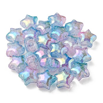 UV Plating Transparent Crackle Acrylic Beads, Gradient Color, Star, Medium Purple, 20x21.5x13mm, Hole: 3mm