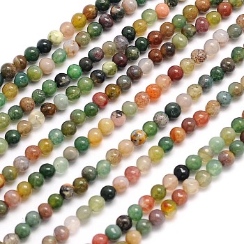 Natural Indian Agate Round Beads Strands, 3mm, Hole: 0.6~0.8mm, about 126pcs/strand, 15.5 inch