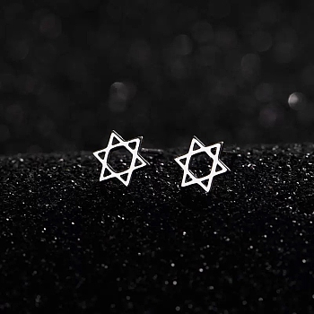 Alloy Earrings for Women, with 925 Sterling Silver Pin, Star, 10mm