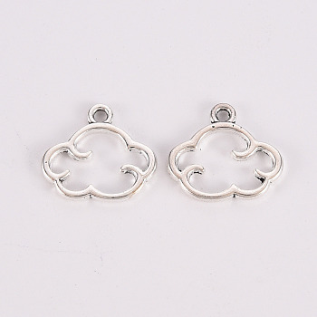 Tibetan Style Alloy Charms, Lead Free & Cadmium Free, Cloud, Antique Silver, 12.5x14x1mm, Hole: 1.5mm