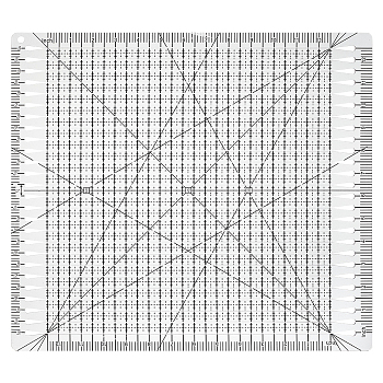 Transparent Acrylic Drawing Template Measuring Ruler, Sewing Tools, Rectangle, Black, 40.7x35.6x0.28cm