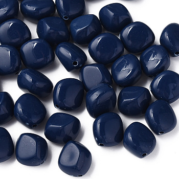 Opaque Acrylic Beads, Nuggets, Prussian Blue, 15.5x14x11mm, Hole: 1.8mm, about 380pcs/500g