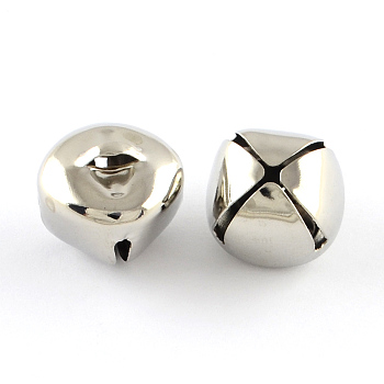 Iron Bell Charms, Platinum, 7x6x6mm, Hole: 3x1mm