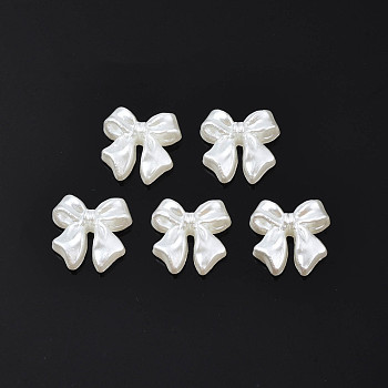 ABS Plastic Imitation Pearl Cabochons, Bowknot, Creamy White, 11x11x4mm