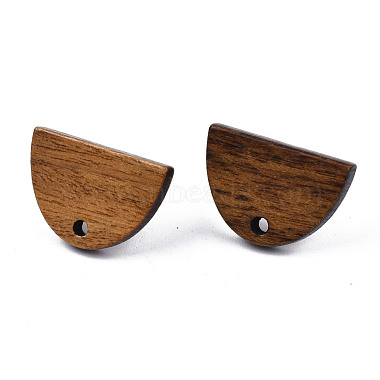 Walnut Wood Stud Earring Findings(MAK-N032-009)-2