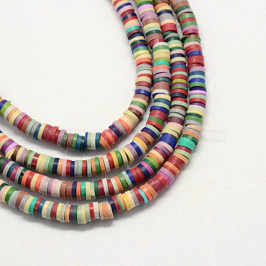 5mm Mixed Color Flat Round Polymer Clay Beads