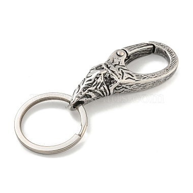 Tibetan Style 316 Surgical Stainless Steel Fittings with 304 Stainless Steel Key Ring(FIND-Q101-01AS)-2