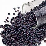 TOHO Round Seed Beads, Japanese Seed Beads, (705) Matte Color Frost Iris Blue, 11/0, 2.2mm, Hole: 0.8mm, about 1110pcs/bottle, 10g/bottle(SEED-JPTR11-0705)