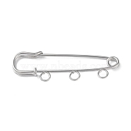 Iron Brooch Findings, 3-Holes Kilt Pins for Lapel Pins Makings, Platinum, 50x17x5mm, Hole: 3.5mm(FIND-D036-03P)