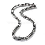 304 Stainless Steel Cuban Link Chain Necklaces with Skull Clasps, Stainless Steel Color, 24.02 inch(61cm)(NJEW-P288-22P)
