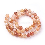 Natural Red Agate Beads Strands, Round, 8mm, Hole: 0.8mm, about 47pcs/strand, 15.3 inch(39cm)(G-F619-38-8mm)