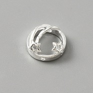 Brass Bead Frame, Round Ring with Star, Platinum, 10x6mm, Hole: 1mm(KK-WH0046-57P)