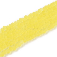 Transparent Glass Beads Strands, Faceted, Frosted, Rondelle, Yellow, 2.3~2.7x2mm, Hole: 0.4mm, about 150~155pcs/strand, 32~33cm(EGLA-A044-T1mm-MD29)