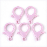 Plastic Lobster Claw Clasps, Pink, 35x24.5x6mm, Hole: 3mm(X-KY-ZX002-04-B)