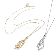 2Pcs 2 Color Brass Bar Link Chains Macrame Pouch Empty Stone Holder for Pendant Necklaces Making, Platinum & Golden, 29.61 inch(75.2cm), 1Pc/color(NJEW-JN04466-04)