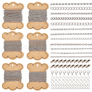 DIY Chain Jewelry Set Making Kit, Including 304 Stainless Steel Cable & Curb & Ball Chains & Jump Rings & Lobster Claw Clasps, Stainless Steel Color, Chains: 36M/bag(DIY-BC0012-29)
