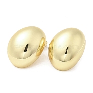 Rack Plating Brass Stud Earrings, Lead Free & Cadmium Free, Long-Lasting Plated, Oval, Real 18K Gold Plated, 27.5x21mm(EJEW-F324-03G)