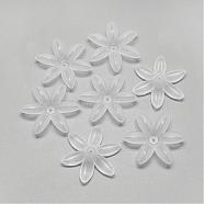 6-Petal Transparent Acrylic Bead Caps, Frosted, Clear, 34.5x30.5x6.5mm, Hole: 1.5mm, about 380pcs/500g(FACR-S018-SB518)