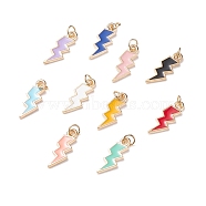 Alloy Enamel Pendants, with 304 Stainless Steel Jump Ring, Golden, Lightning Bolt, Mixed Color, 20x7.5x1.5mm, Hole: 3.6mm(PALLOY-JF01654)