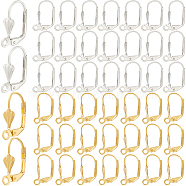 200Pcs 2 Colors Brass Leverback Earring Findings, Ear Wire with Loop, Platinum & Golden, 18x10mm, Hole: 2mm, 100Pcs/color(KK-SP0001-03)