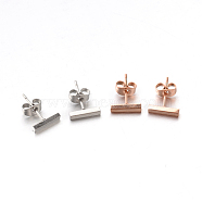 304 Stainless Steel Ear Studs, Hypoallergenic Earrings, Mixed Color, 10x2mm, Pin: 0.8mm(EJEW-P045-08)