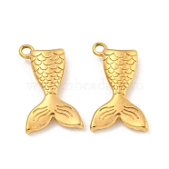 Ion Plating(IP) 304 Stainless Steel Pendants, Fishtail Charms, Real 18K Gold Plated, 17.5x10.5x3.5mm, Hole: 1.4mm(STAS-N103-88G)