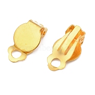 Iron Clip-on Earring Settings, with Round Flat Pad, Flat Round, Golden, Tray: 10mm, 18x7mm, Hole: 3mm(IFIN-R204-09G)