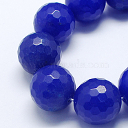 Natural Jade Bead Strands, Dyed, Faceted, Round, Blue, 12mm, Hole: 1mm, 32pcs/strand, 14.6 inch(G-R166-12mm-13)