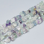 Natural Fluorite Beads Strands, Chip, 3~11x3~5x1~4mm, Hole: 1mm, about 380~400pcs/strand, 33 inch(X-G-S315-35)